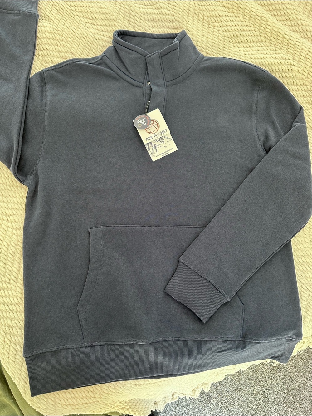 Free Planet Men's Charcoal quarter zip Sweater